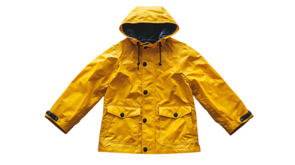 Bright yellow raincoat isolated on white background, HD and realistic