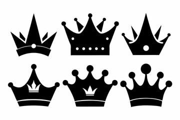 the crown icon set sihouette black vector bundle