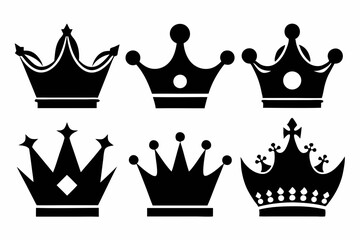the crown icon set sihouette black vector bundle