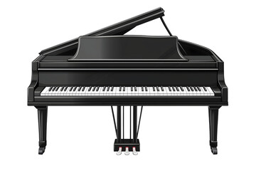 realistic black grand piano isolated png transparent cutout