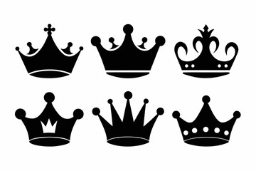 the crown icon set sihouette black vector bundle