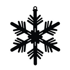 Black Snowflake Ornament Isolated On White Background Simple Winter Decoration Holiday Icon