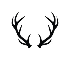 Antler Silhouette Vector Illustration Isolated On White Background Minimalist Deer Horn Design