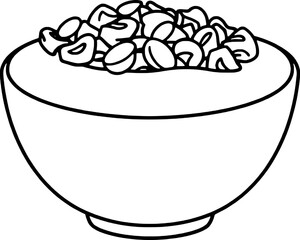 Simple Line Drawing Of A Bowl Filled With Granola