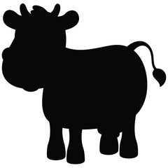 Cute Cartoon Cow Silhouette Vector for Kids and Farm-Themed Designs, Cute Cow Vector, Cartoon Cow Icon, Baby Cow Silhouette
