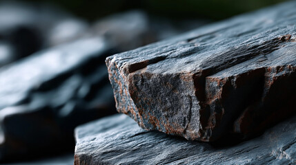 Black and Dark Brown Granite Rock Texture, Close-Up of Cracked and Crumbled Stone Surface Background. stone texture, granite rock, basalt surface, cracked stone, dark background, brown rock, gray ston