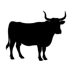Cow Silhouette with Contrast, Cow Silhouette, Livestock Art, Farming Icon
