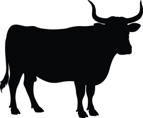Cow Silhouette with Contrast, Cow Silhouette, Livestock Art, Farming Icon
