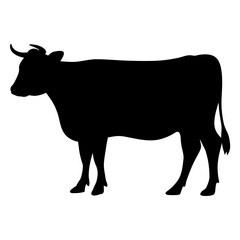 Cow Silhouette with Contrast, Cow Silhouette, Livestock Art, Farming Icon
