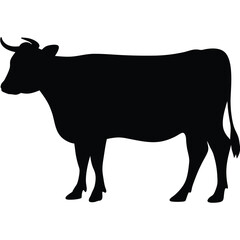 Cow Silhouette with Contrast, Cow Silhouette, Livestock Art, Farming Icon

