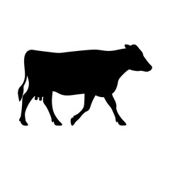 Black Cow Silhouette Vector, Cow Vector Art, Cow Design, Cow Illustration
