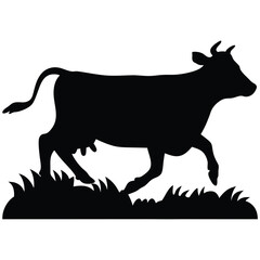 Black Cow Silhouette Lying Down, Cow Silhouette, Farm Icon, Animal Sketch