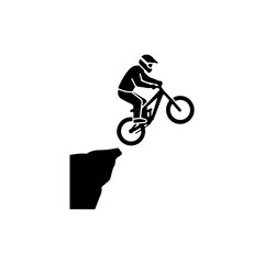 Freerider biker off cliff edge pose black icon © Vector Alchemy 