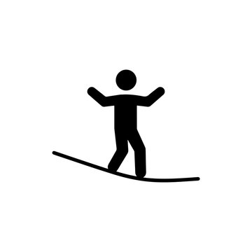 Highliner balancing on rope arms out black icon