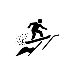 Volcano Boarder Descending Slope with Particles Black Icon