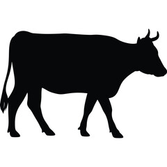 Silhouette of a Cow, Cow Silhouette, Farm Animal, Black Outline

