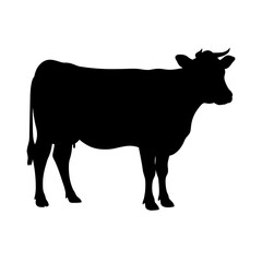 Silhouette of a Cow, Cow Silhouette, Farm Animal, Black Outline

