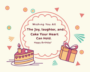 Happy Birthday Greeting Card with Cake and Gift, Birthday Greeting Card, Festive Birthday Design, Happy Birthday Wishes