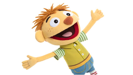 puppet or animated style character on white background PNG. AI GENERATED