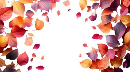 Colorful autumn leaves pile isolated on white background, HD and realistic