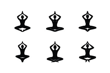 yoga pose vector art silhouette
