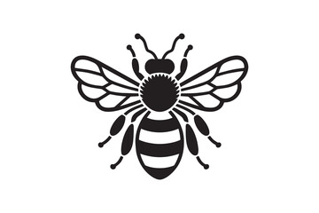 Bee silhouette with white background