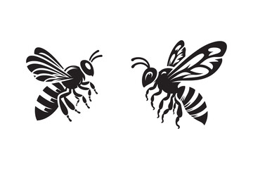 Bee silhouette with white background