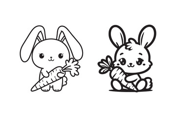 Cute Rabbit silhouette with white background