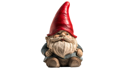 Whimsical garden gnome with red hat and beard
