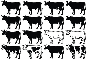  Cow Silhouette Vector Set – Bulls & Cattle Clipart for Farm & Ranch Logos