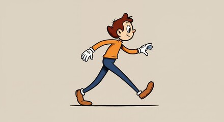 Obraz premium Cartoon character walking sideways illustration