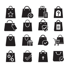  shopping bag icons,flat icon images, black and white icons, vector shopping images, retail icons pack, online store graphics, digital shopping illustrations, icon based shopping design, shopping clip