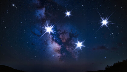 Sparkling Stars and Milky Way in Night Sky for Astronomy Blogs, Space Education, Celestial Photography, and Inspirational Content