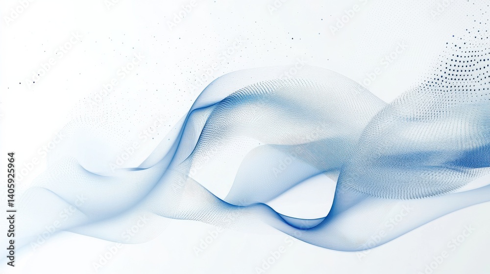 Poster a white background with dots and lines depicting a blue network. an abstract network technology back