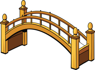 Cartoon Arch Bridge Illustration – Colorful Pedestrian Bridge Vector Design