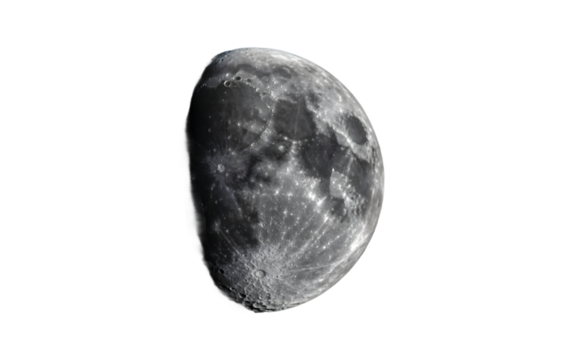 half moon or First quarter moon point of view