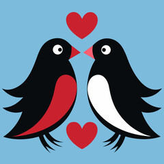 Vector illustration of birds in love