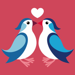 Vector illustration of birds in love