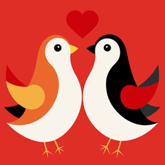 Vector illustration of birds in love