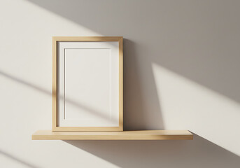 Minimalist frame mockup on shelf for art prints and photography display