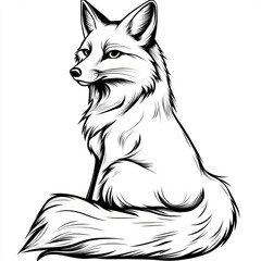 Black and white vector illustration of a fox.
