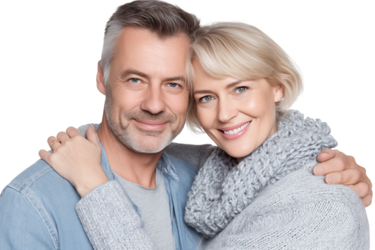 Timeless Embrace: Affectionate Mature Couple Smiling Together