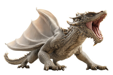 Fototapeta premium Roaring Dragon with Spiked Body and Large Wings
