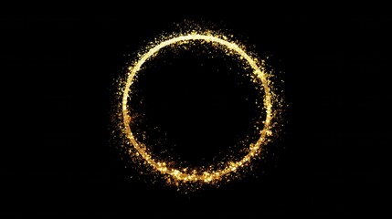 Fototapeta premium Gold Bokeh Frame. Sparkling Lights on a Black Background. Ideal for Holidays, Celebrations, and Design Projects. illustration