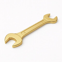 3D Illustration of a Golden Wrench on a White Background