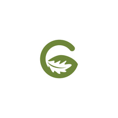 letter G oak leaf logo, leaves illustration icon
