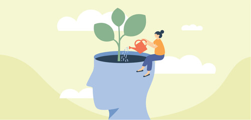 Naklejka premium Women's Mental and Wellness Health Illustration