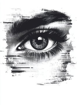 typography slogan with b/w girl eyes illustration illustration