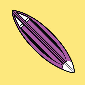 Colorful Surfboard Illustration with parple and white Design