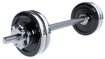 Naklejka premium Chrome and black dumbbell for quality fitness training